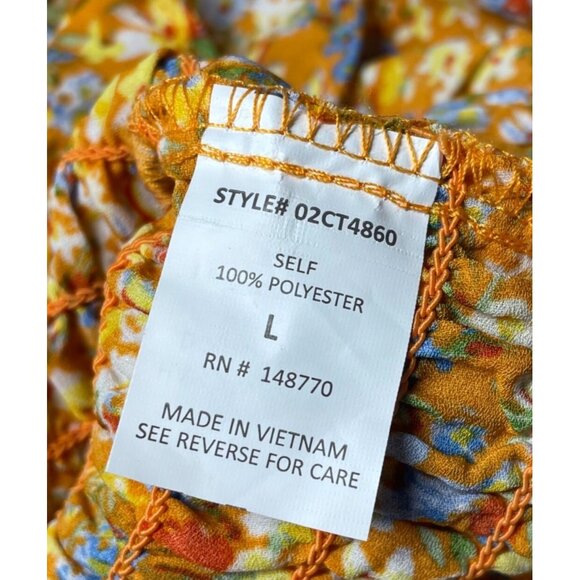 Women's Sienna Sky Large Top Floral Smocked Crop With Adjustable Straps Yellow/B - Picture 11 of 12